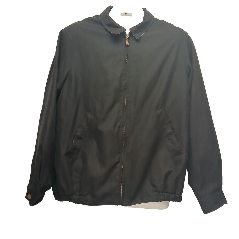 Peter Millar Harrington Mens Large Full Zip Black Lined Golf Jacket *FLAW*
